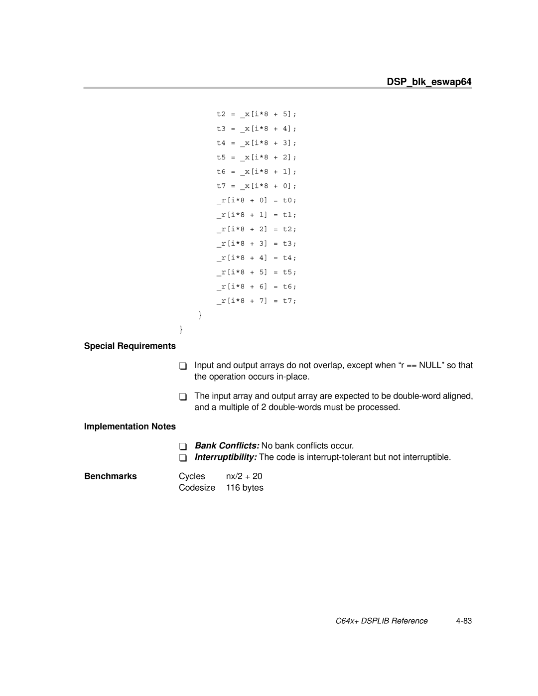 Texas Instruments TMS320C64X manual Cycles Nx/2 + Codesize Bytes 