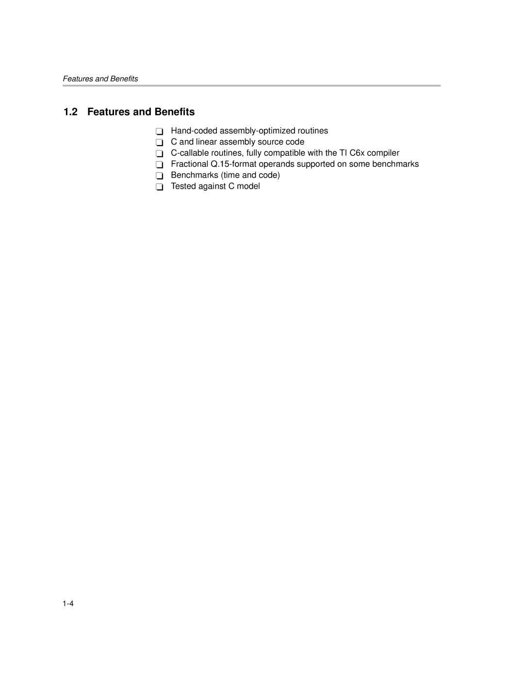 Texas Instruments TMS320C64X manual Features and Benefits 