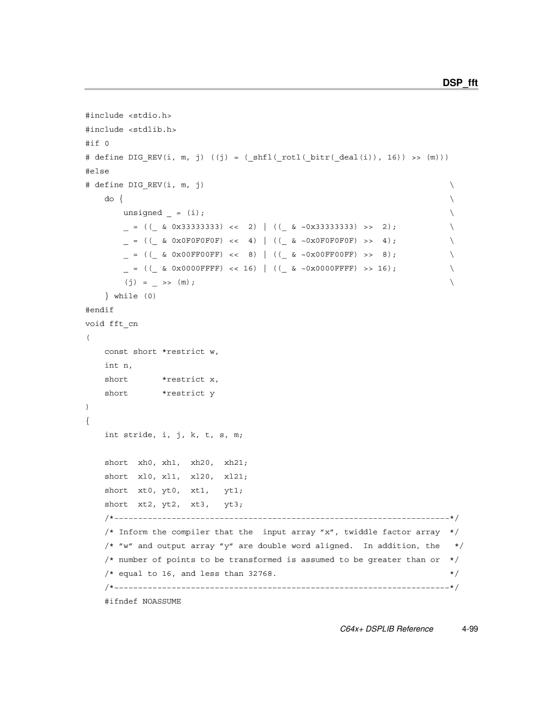 Texas Instruments TMS320C64X manual DSPfft 