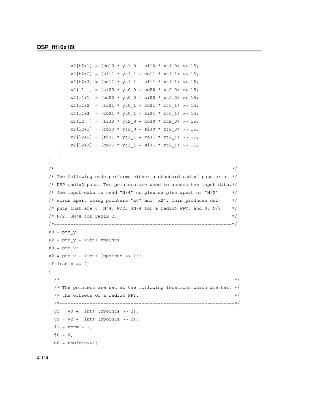 Texas Instruments TMS320C64X manual Y3 = y2 + int npoints L1 = norm + J0 = N0 = npoints1 