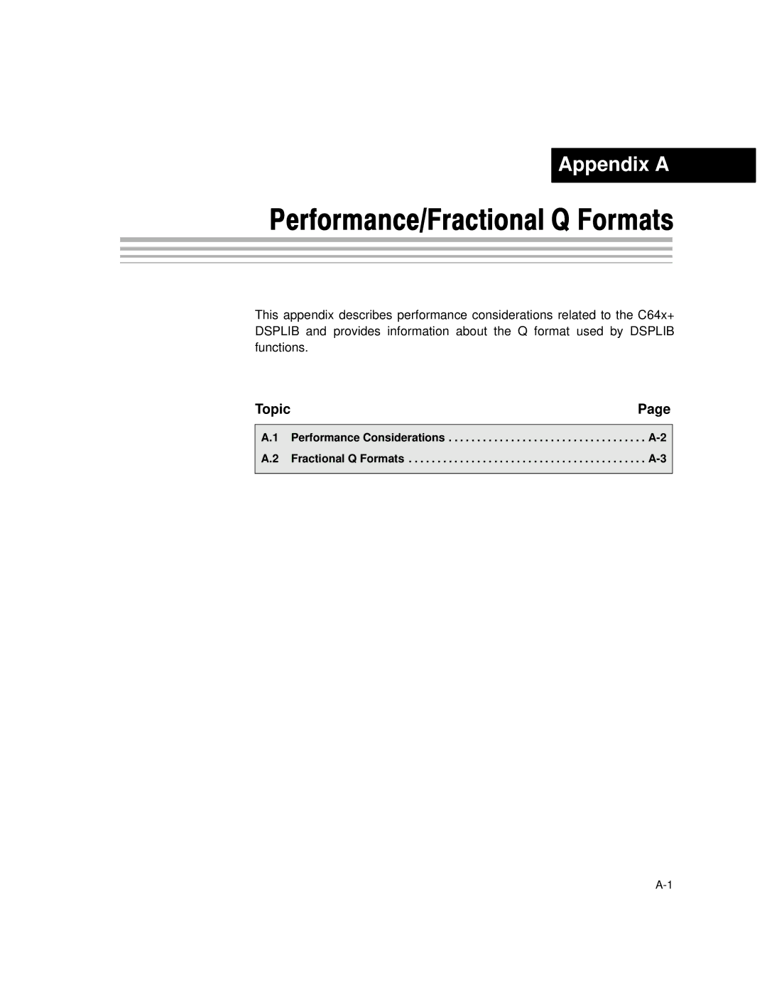 Texas Instruments TMS320C64X manual Performance/Fractional Q Formats 