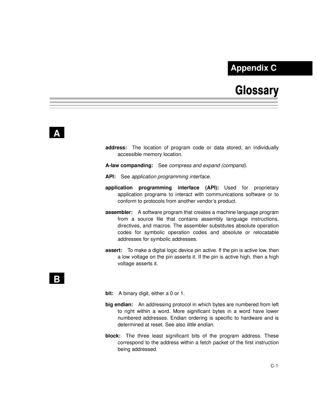 Texas Instruments TMS320C64X manual Glossary 