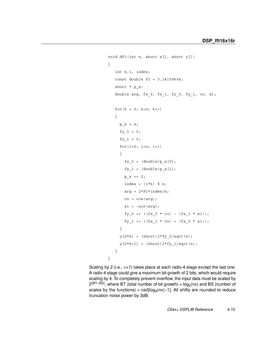 Texas Instruments TMS320C64X manual DSPfft16x16r 