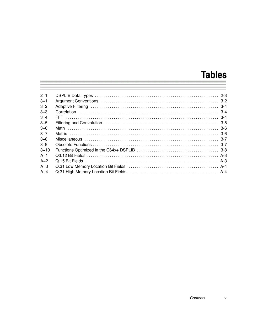 Texas Instruments TMS320C64X manual Tables 