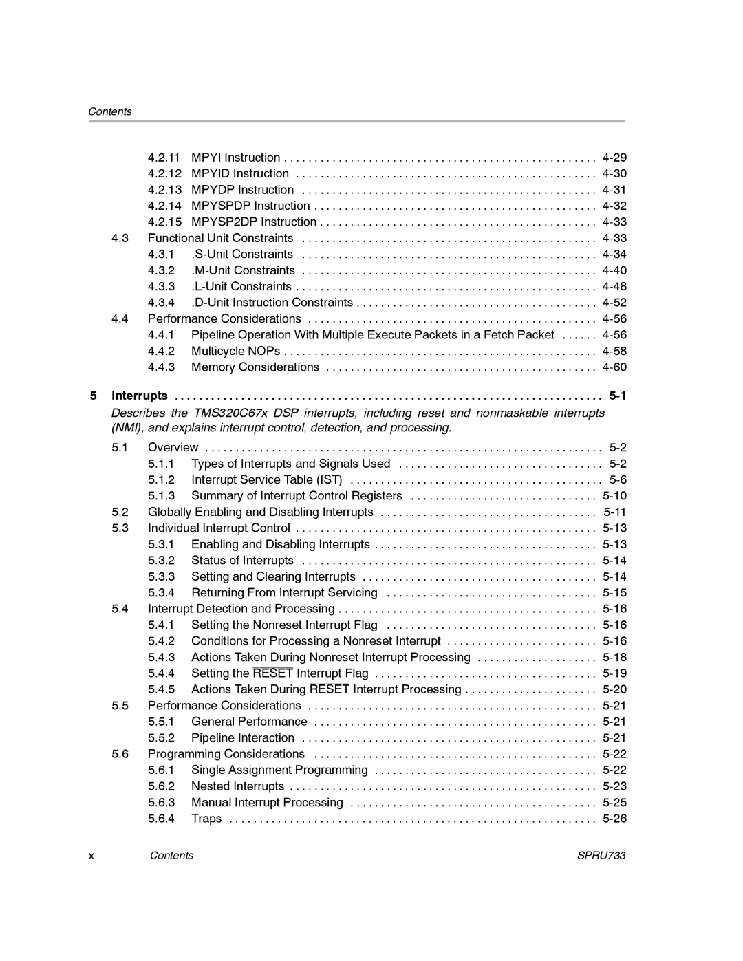 Texas Instruments TMS320C67X/C67X+ DSP manual Interrupts 