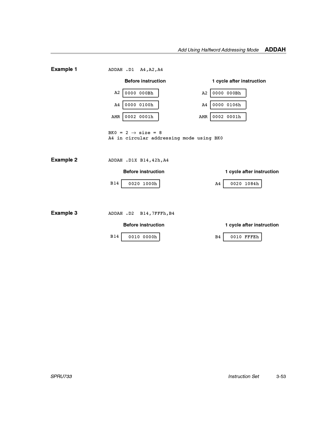 Texas Instruments TMS320C67X/C67X+ DSP manual Add Using Halfword Addressing Mode Addah 