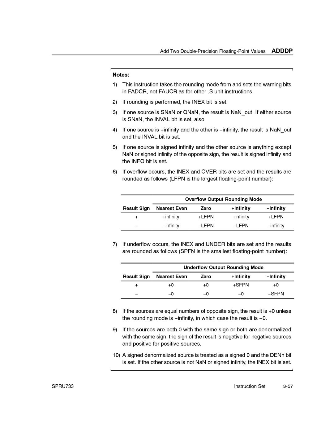 Texas Instruments TMS320C67X/C67X+ DSP manual Add Two Double-Precision Floating-Point Values Adddp 