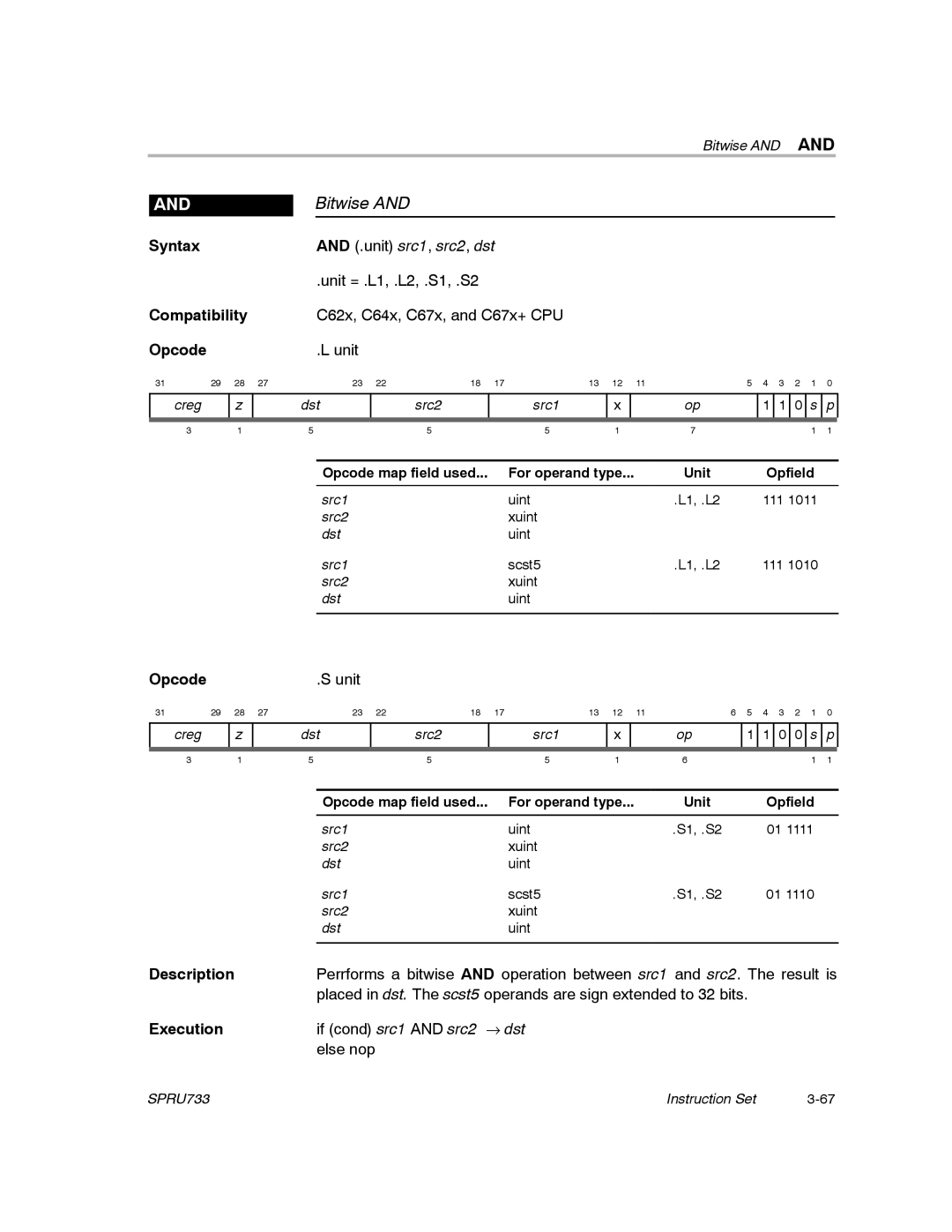 Texas Instruments TMS320C67X/C67X+ DSP manual Bitwise 