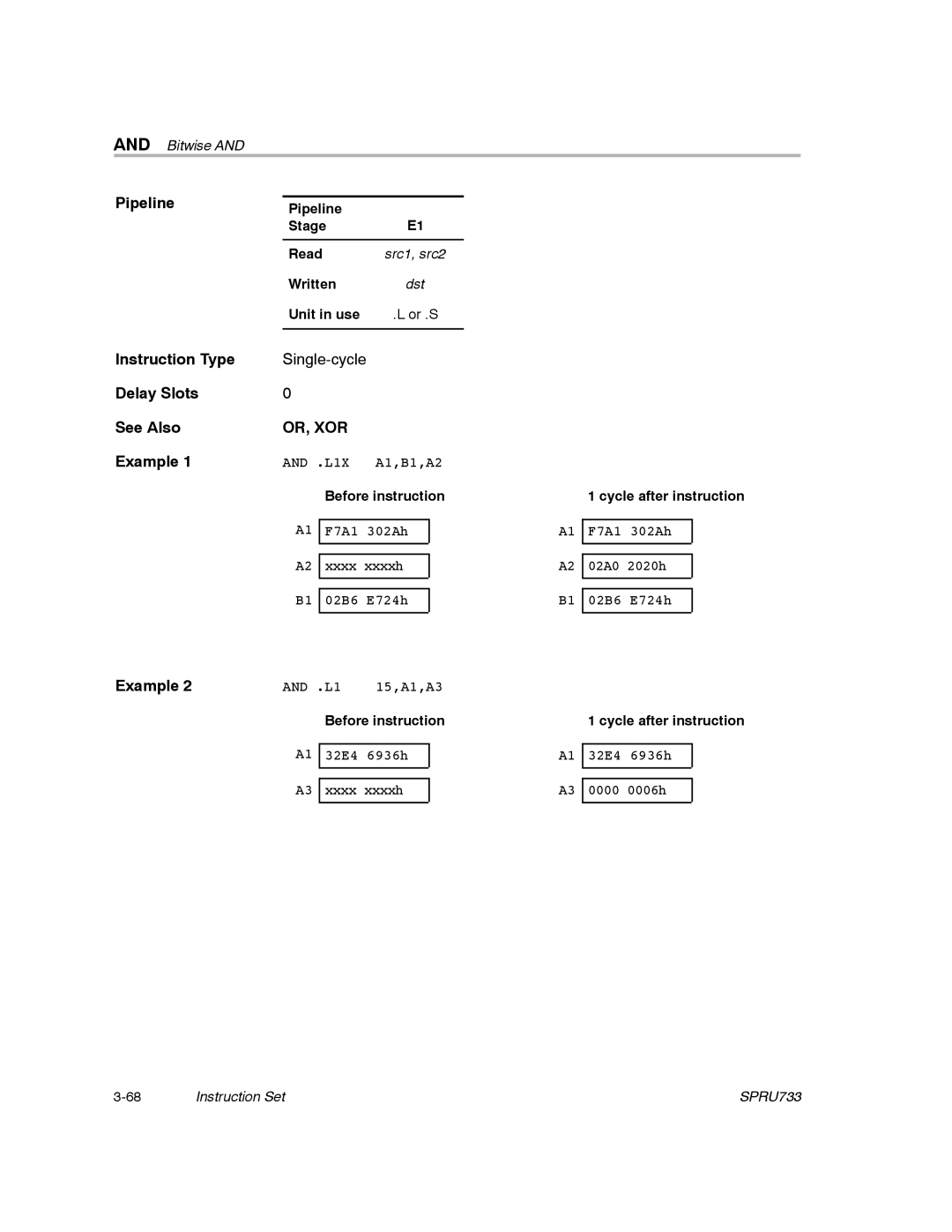 Texas Instruments TMS320C67X/C67X+ DSP manual Or, Xor, Unit in use Or .S 