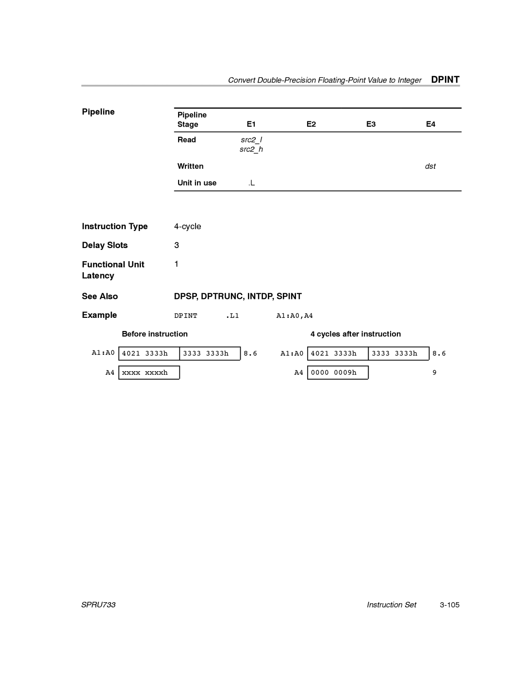 Texas Instruments TMS320C67X/C67X+ DSP manual Dpint, Example 