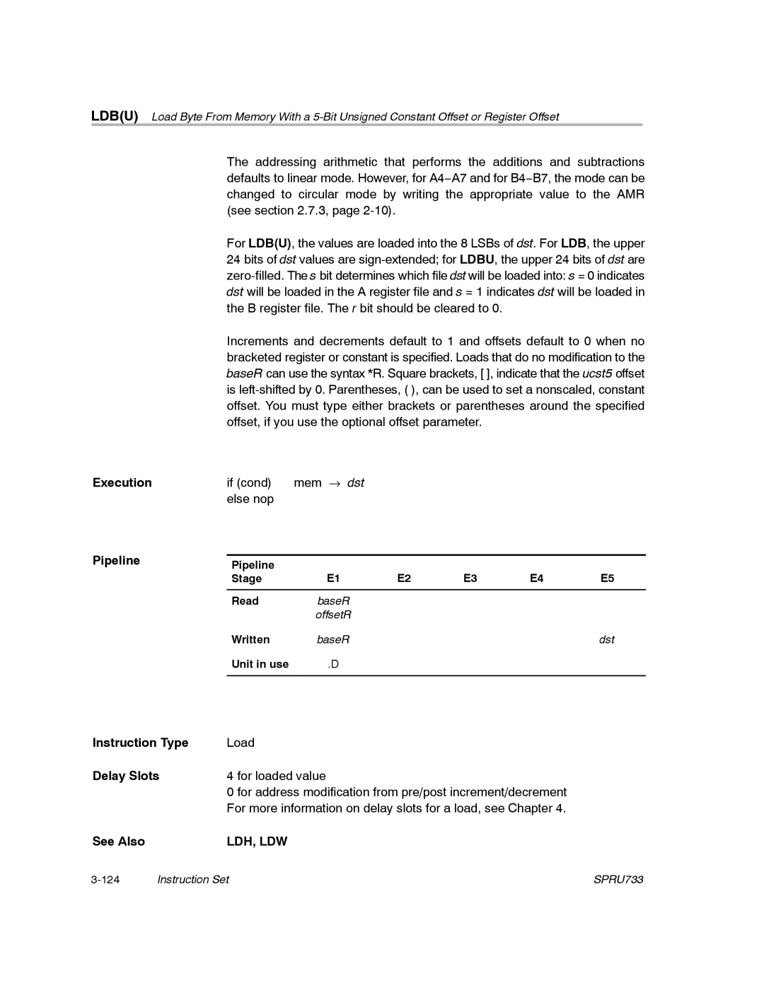 Texas Instruments TMS320C67X/C67X+ DSP manual Ldh, Ldw 