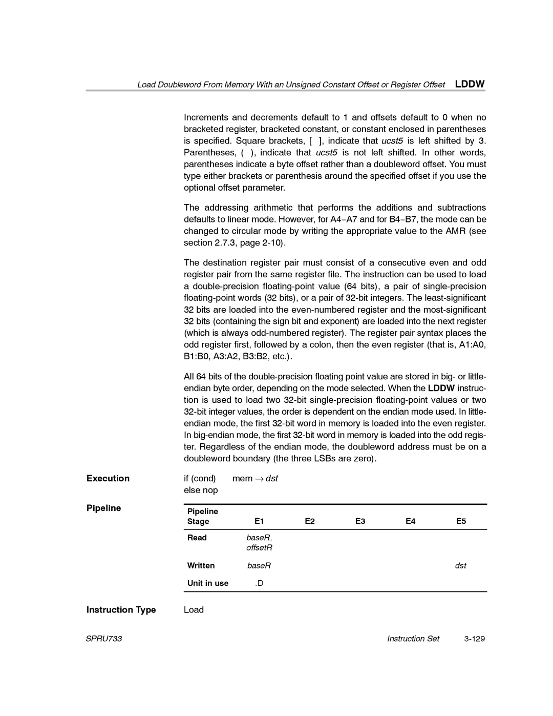 Texas Instruments TMS320C67X/C67X+ DSP manual Execution Pipeline Instruction Type 