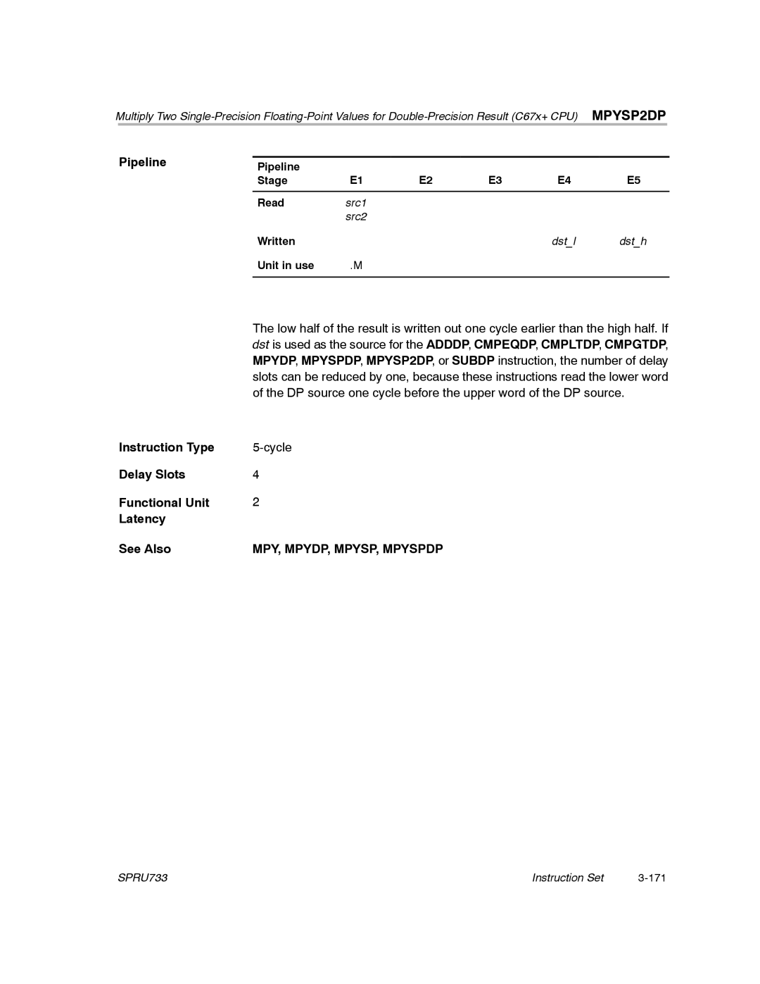 Texas Instruments TMS320C67X/C67X+ DSP manual MPYSP2DP 