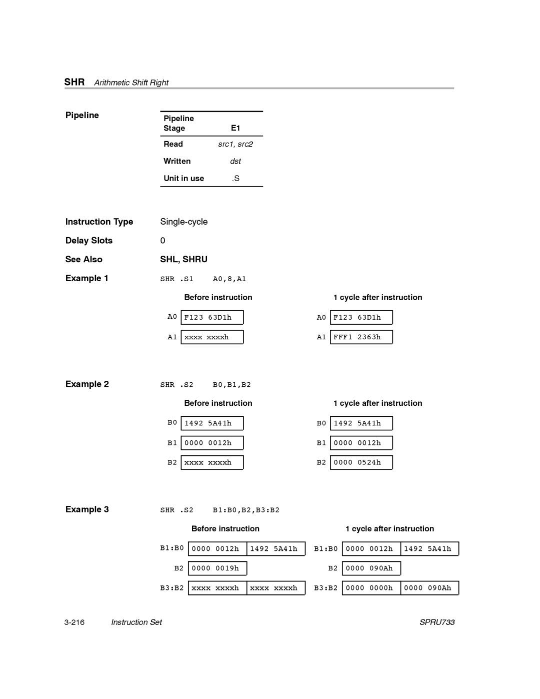 Texas Instruments TMS320C67X/C67X+ DSP manual SHL, Shru 