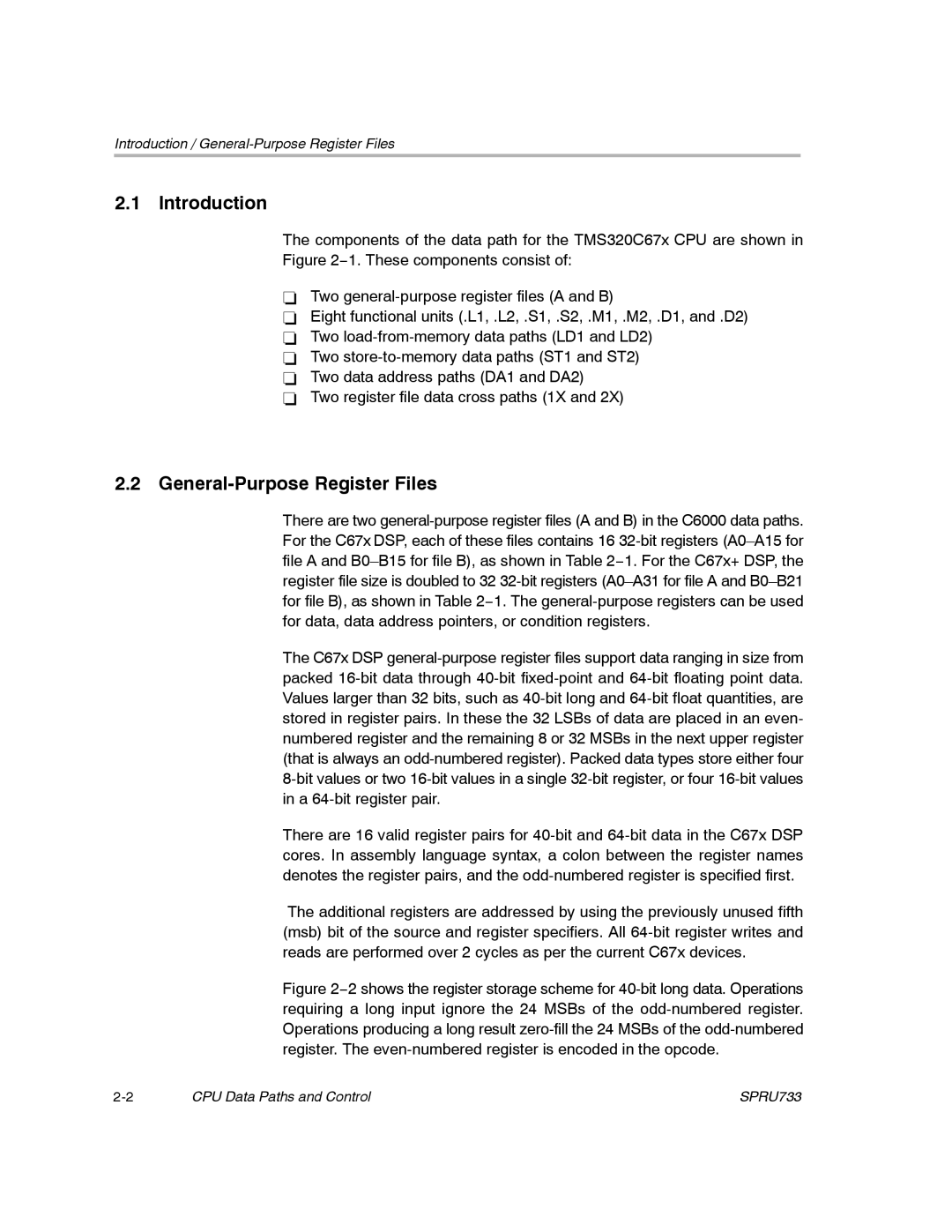 Texas Instruments TMS320C67X/C67X+ DSP manual Introduction, General-Purpose Register Files 