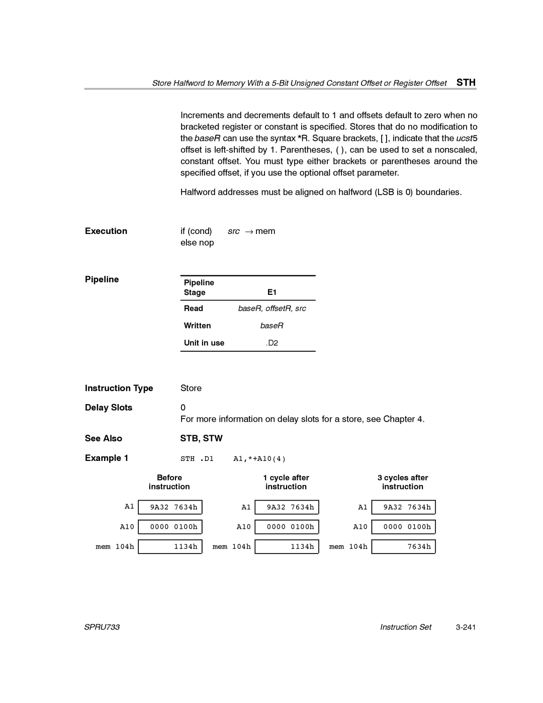 Texas Instruments TMS320C67X/C67X+ DSP manual Stb, Stw, Before 