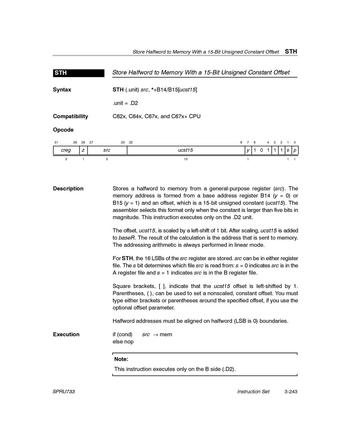 Texas Instruments TMS320C67X/C67X+ DSP manual Sth 