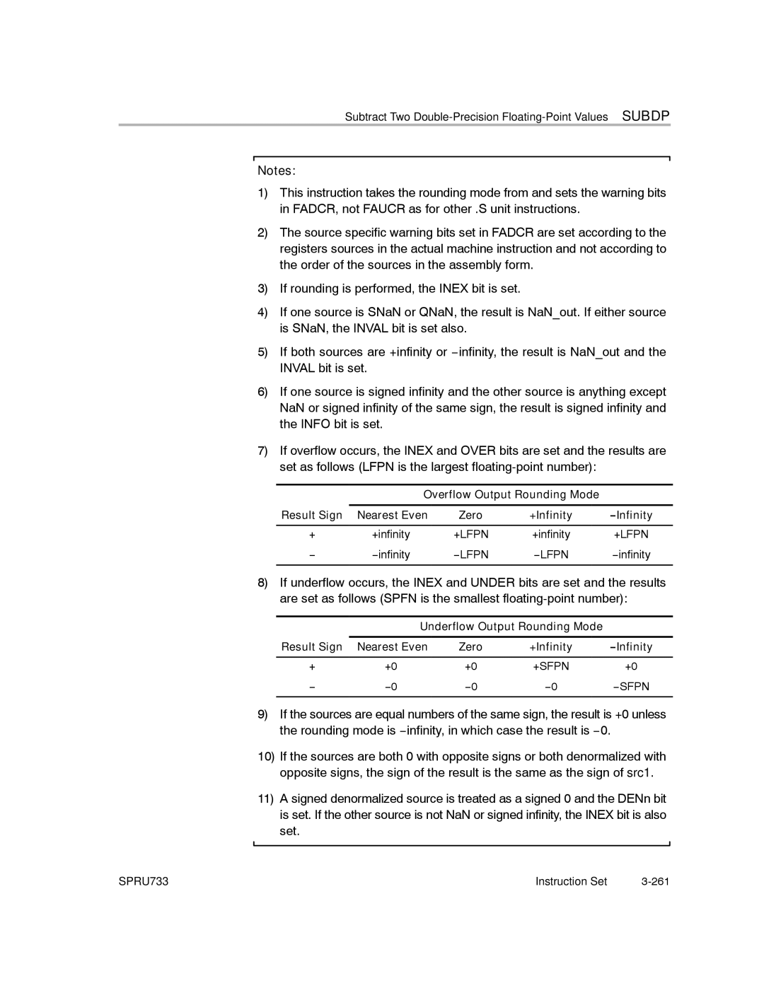 Texas Instruments TMS320C67X/C67X+ DSP manual Subtract Two Double-Precision Floating-Point Values Subdp 