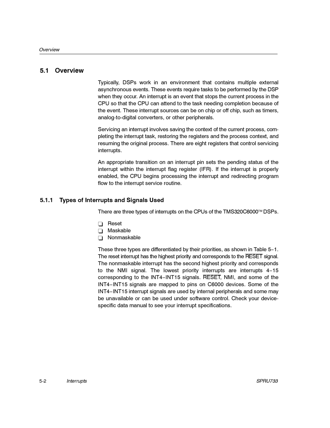 Texas Instruments TMS320C67X/C67X+ DSP manual Overview, Types of Interrupts and Signals Used 