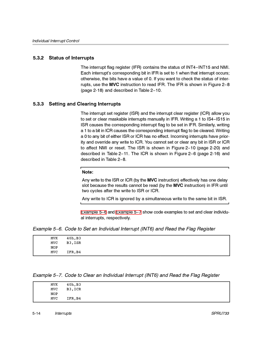 Texas Instruments TMS320C67X/C67X+ DSP manual Status of Interrupts, Setting and Clearing Interrupts 