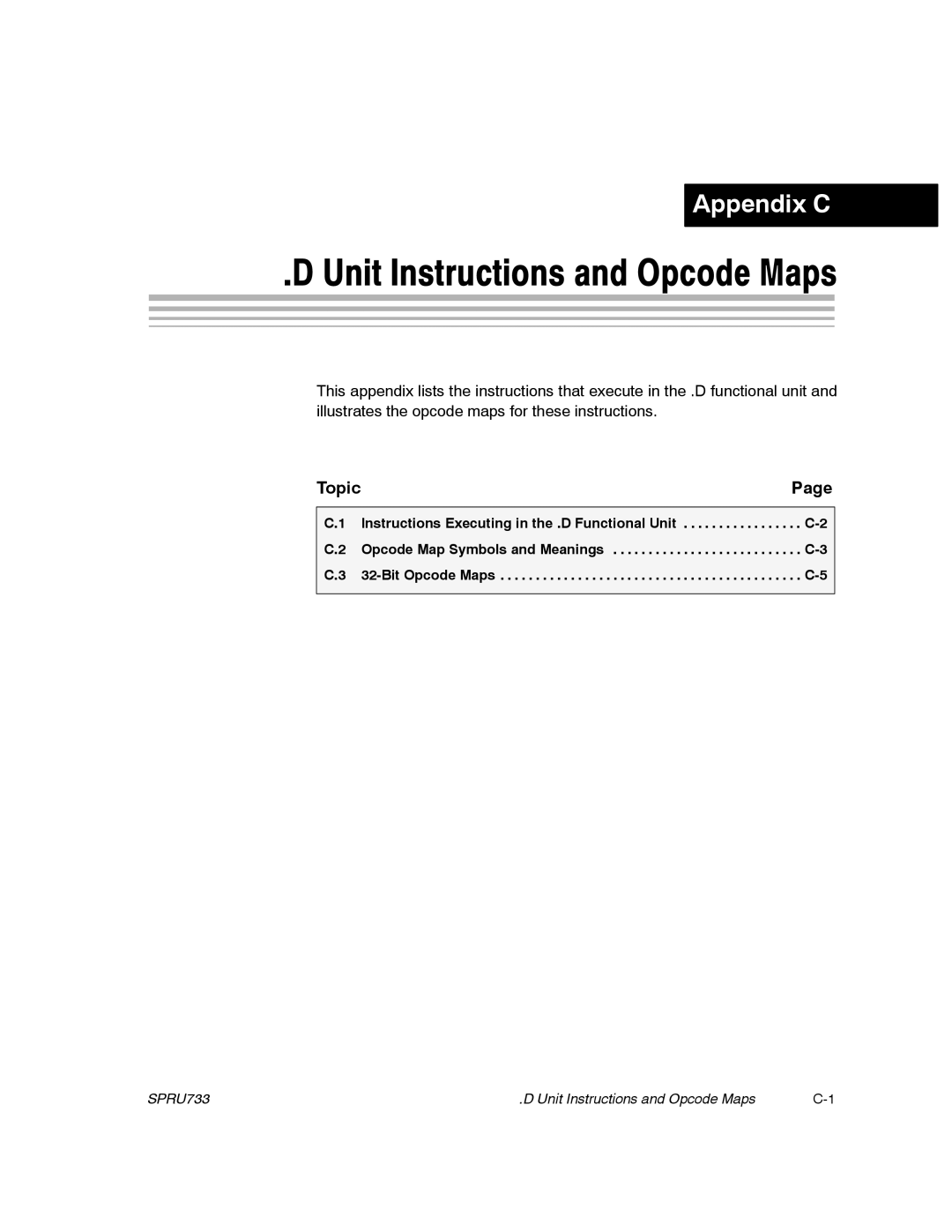 Texas Instruments TMS320C67X/C67X+ DSP manual Unit Instructions and Opcode Maps 