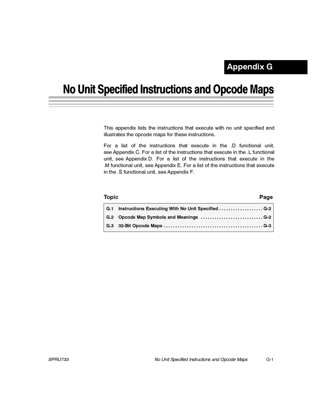 Texas Instruments TMS320C67X/C67X+ DSP manual No Unit Specified Instructions and Opcode Maps 