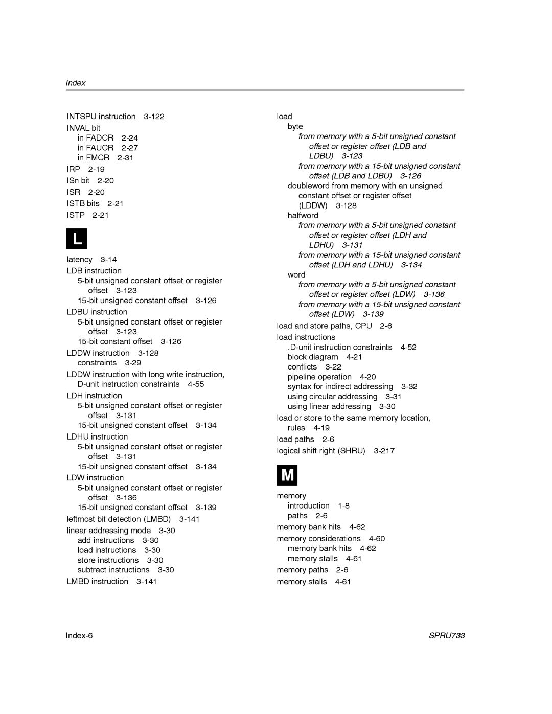 Texas Instruments TMS320C67X/C67X+ DSP manual Index-6 