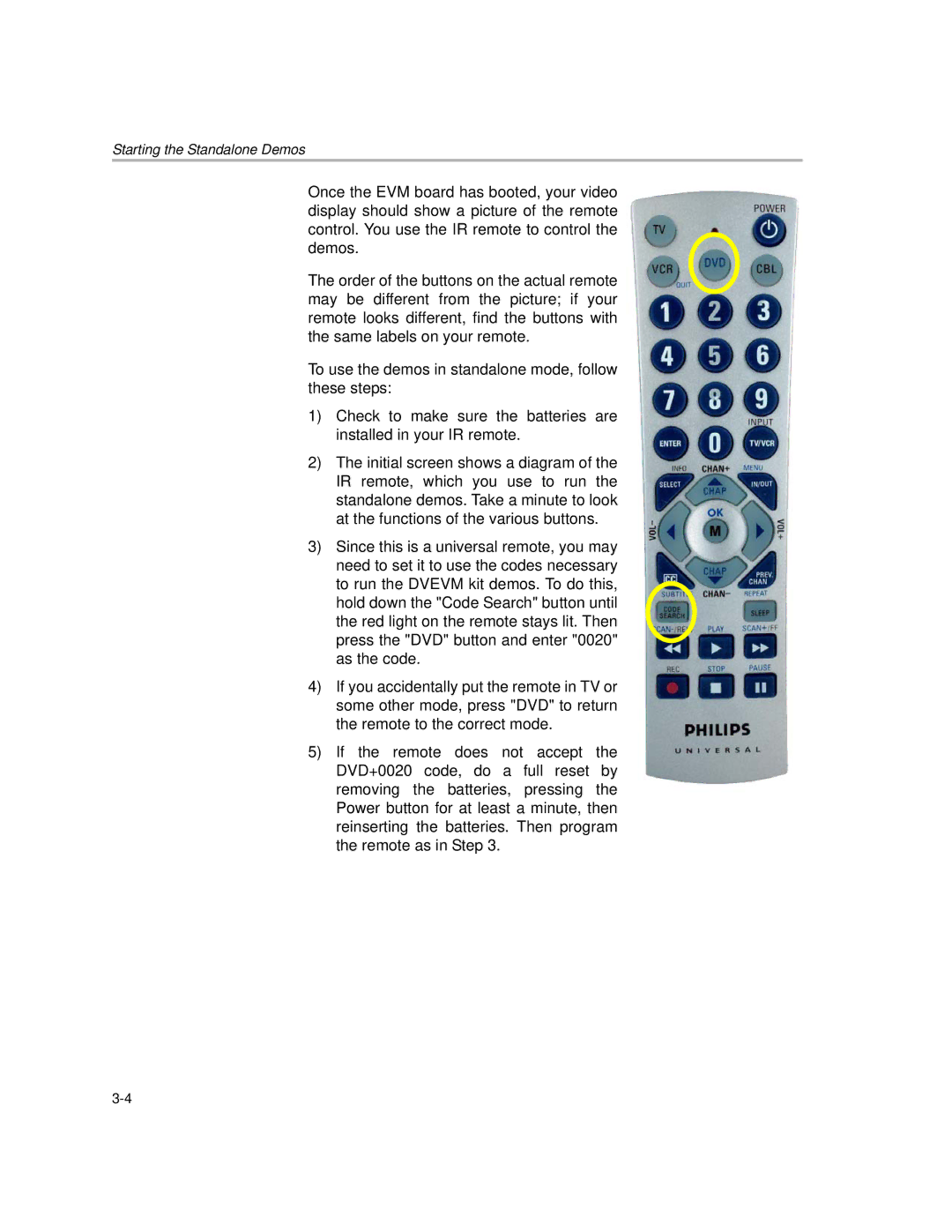 Texas Instruments TMS320DM357 DVEVM v2.05 manual Starting the Standalone Demos 