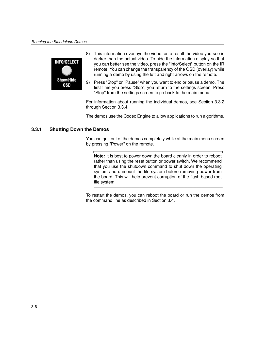 Texas Instruments TMS320DM357 DVEVM v2.05 manual Shutting Down the Demos 