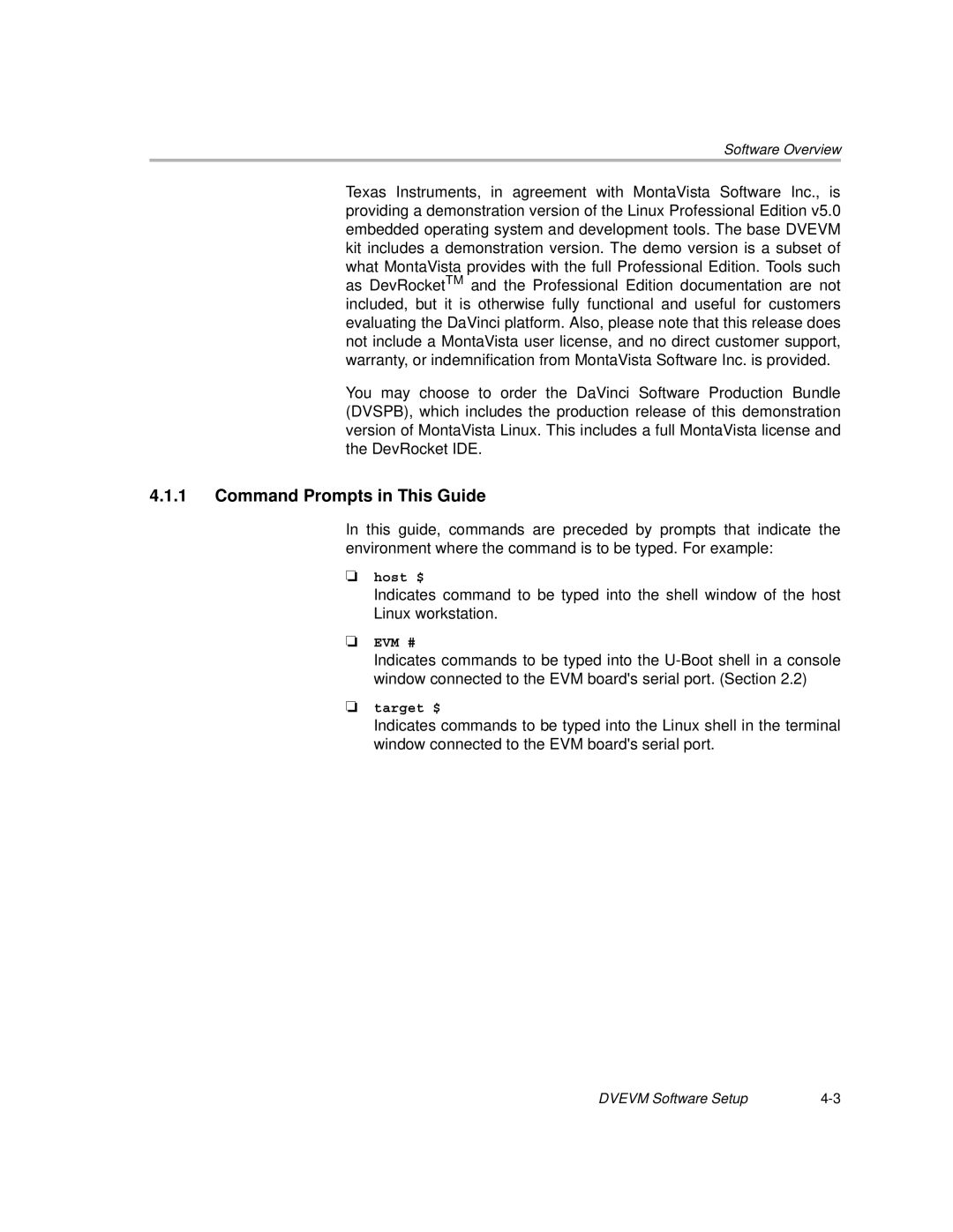 Texas Instruments TMS320DM357 DVEVM v2.05 manual Command Prompts in This Guide 