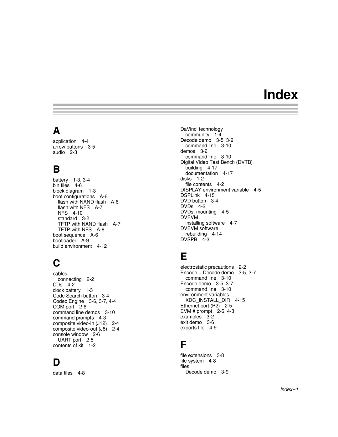 Texas Instruments TMS320DM357 DVEVM v2.05 manual Index, Nfs 