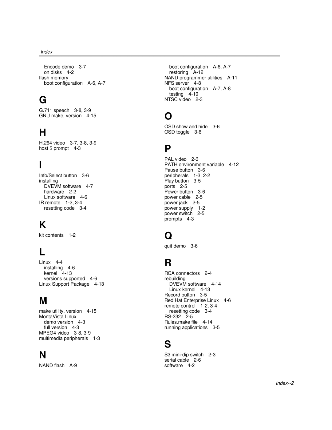 Texas Instruments TMS320DM357 DVEVM v2.05 manual Index--2 