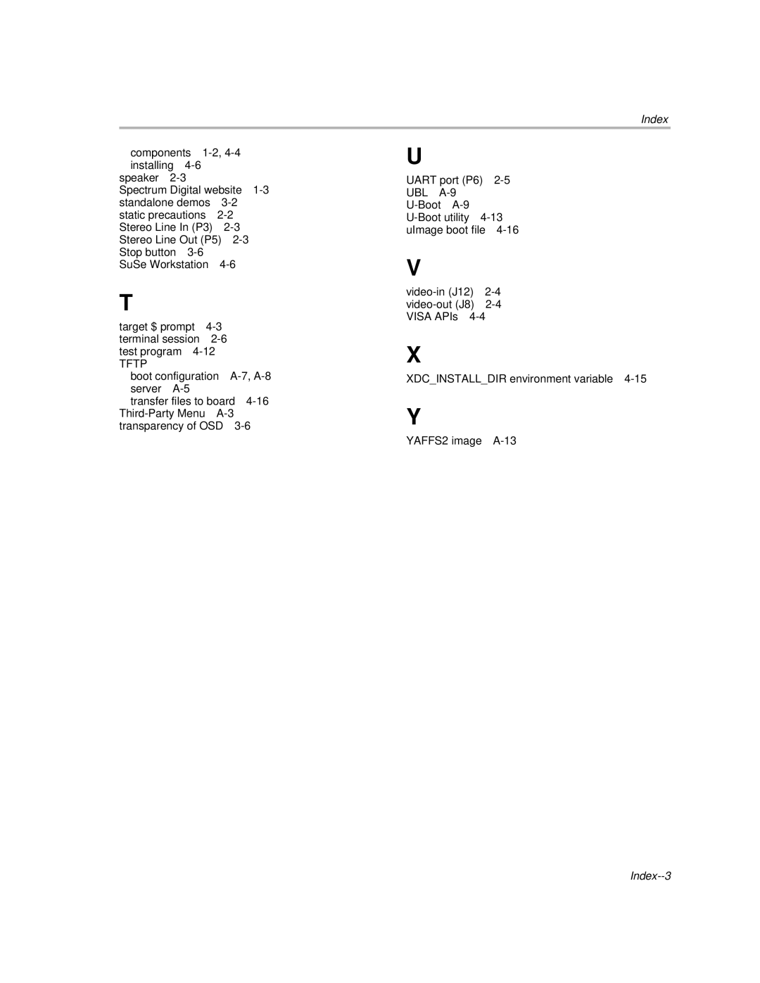 Texas Instruments TMS320DM357 DVEVM v2.05 manual Index--3 