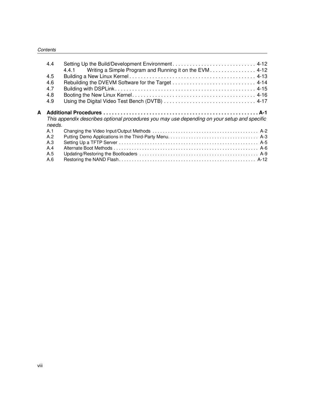 Texas Instruments TMS320DM357 DVEVM v2.05 manual Contents 