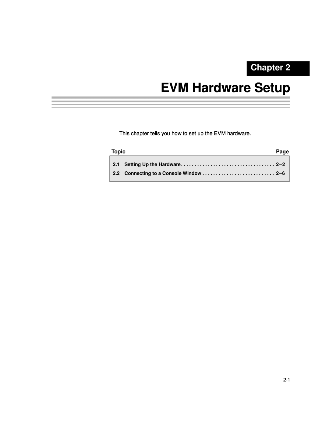 Texas Instruments TMS320DM357 DVEVM v2.05 manual EVM Hardware Setup, Chapter, Page 