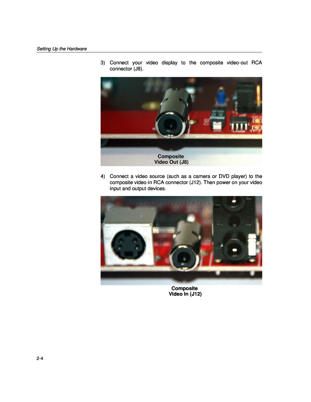 Texas Instruments TMS320DM357 DVEVM v2.05 manual Composite Video Out J8, Composite Video In J12 