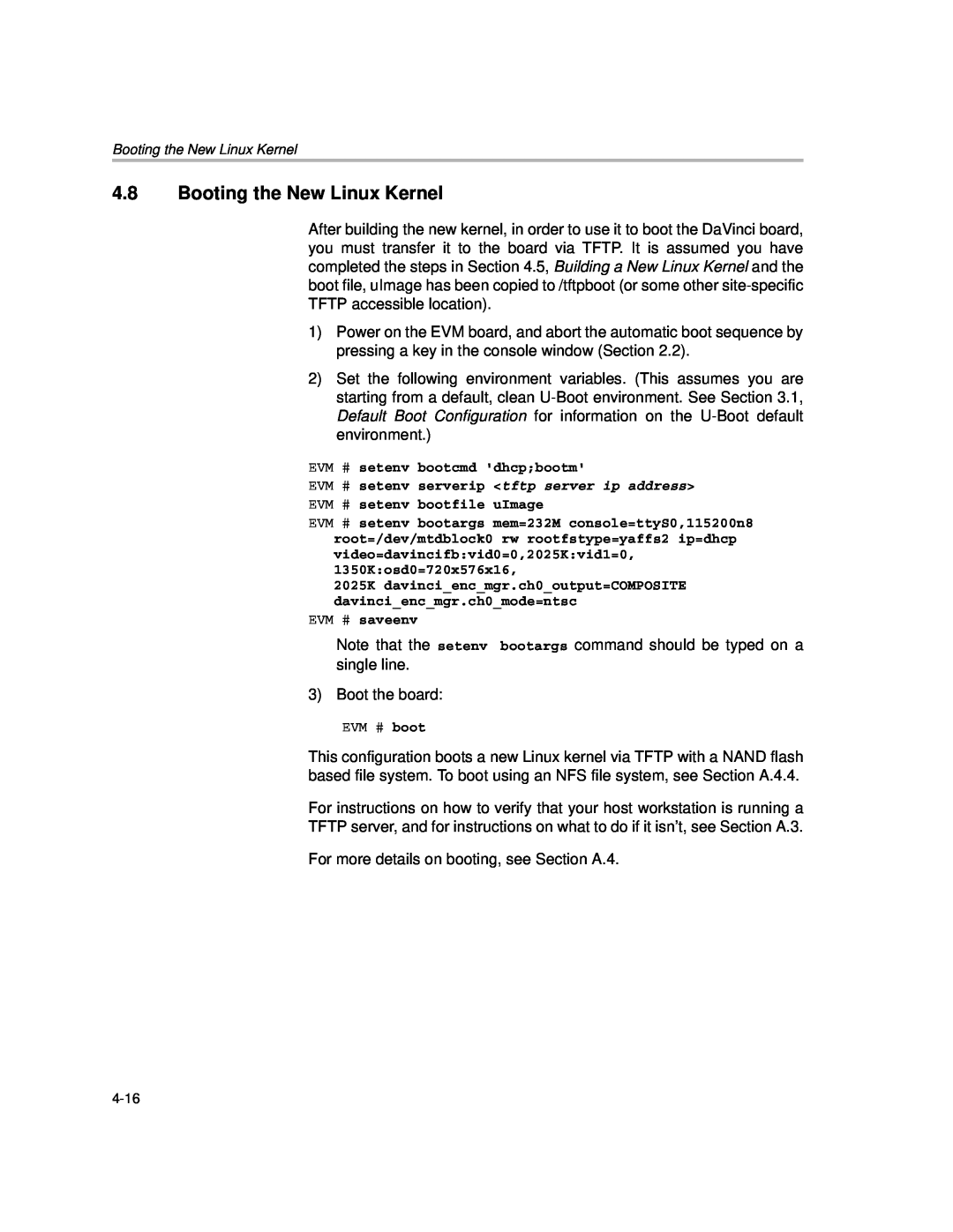 Texas Instruments TMS320DM357 DVEVM v2.05 manual 4.8Booting the New Linux Kernel 