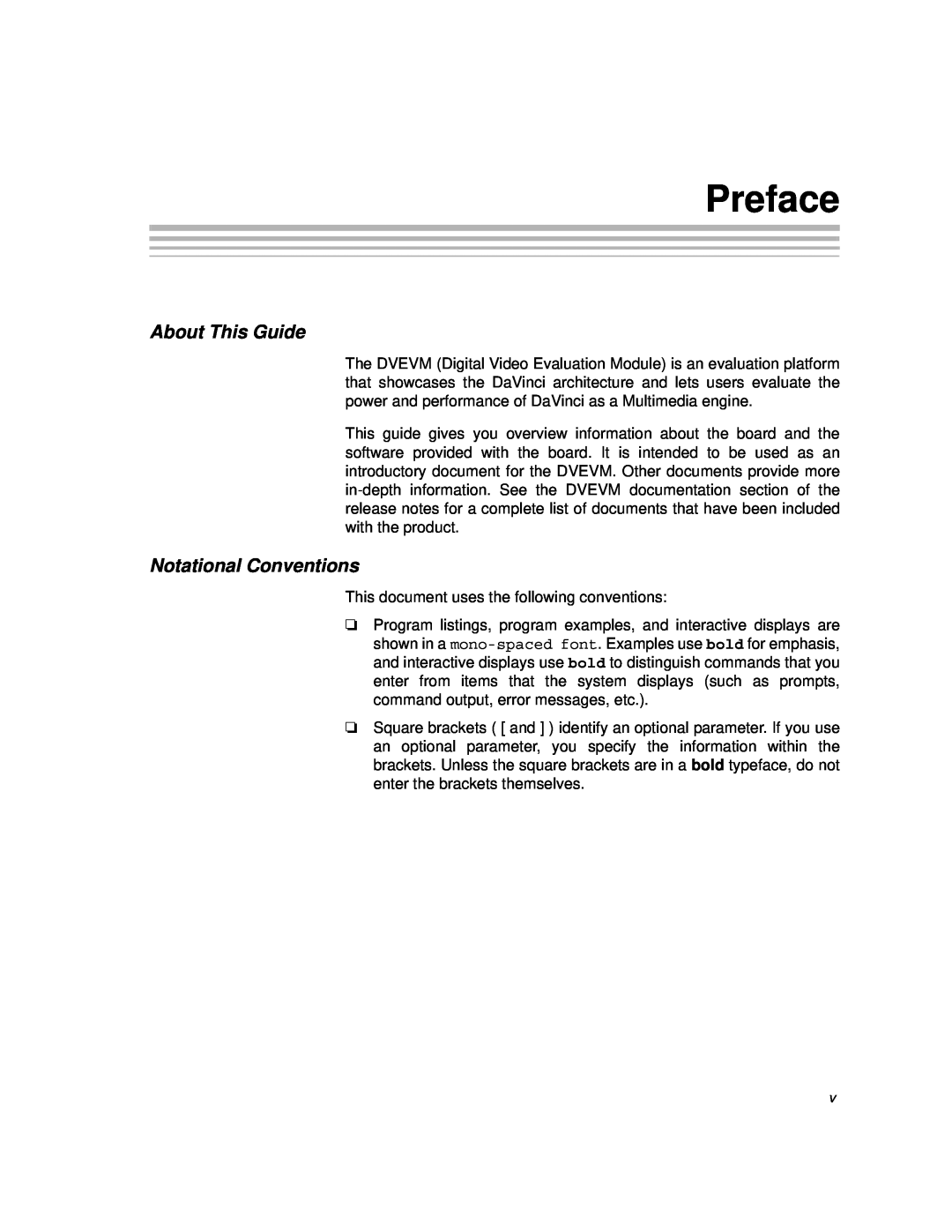 Texas Instruments TMS320DM357 DVEVM v2.05 manual Preface, About This Guide, Notational Conventions 
