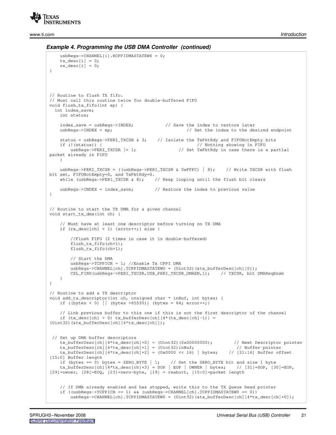 Texas Instruments TMS320DM357 manual While usbRegs-PERITXCSR 