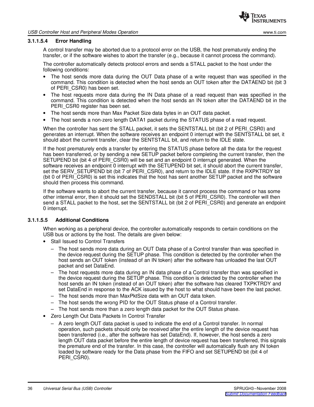 Texas Instruments TMS320DM357 manual Error Handling, Additional Conditions 