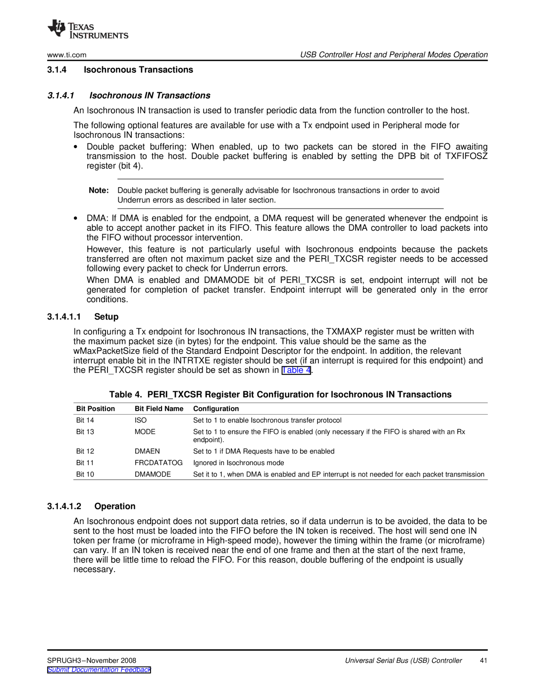 Texas Instruments TMS320DM357 manual Isochronous Transactions, Isochronous in Transactions 