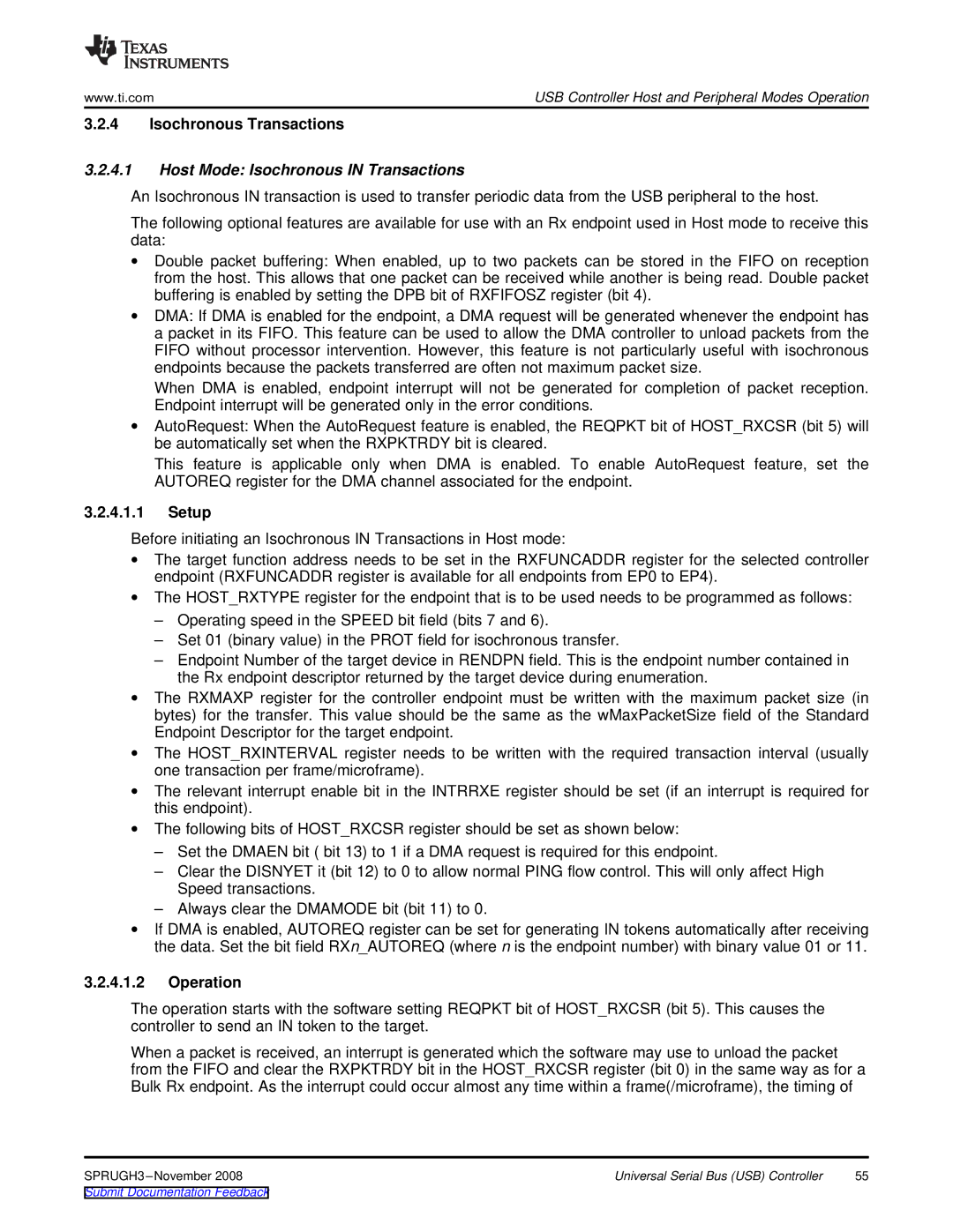 Texas Instruments TMS320DM357 manual Isochronous Transactions, Host Mode Isochronous in Transactions 