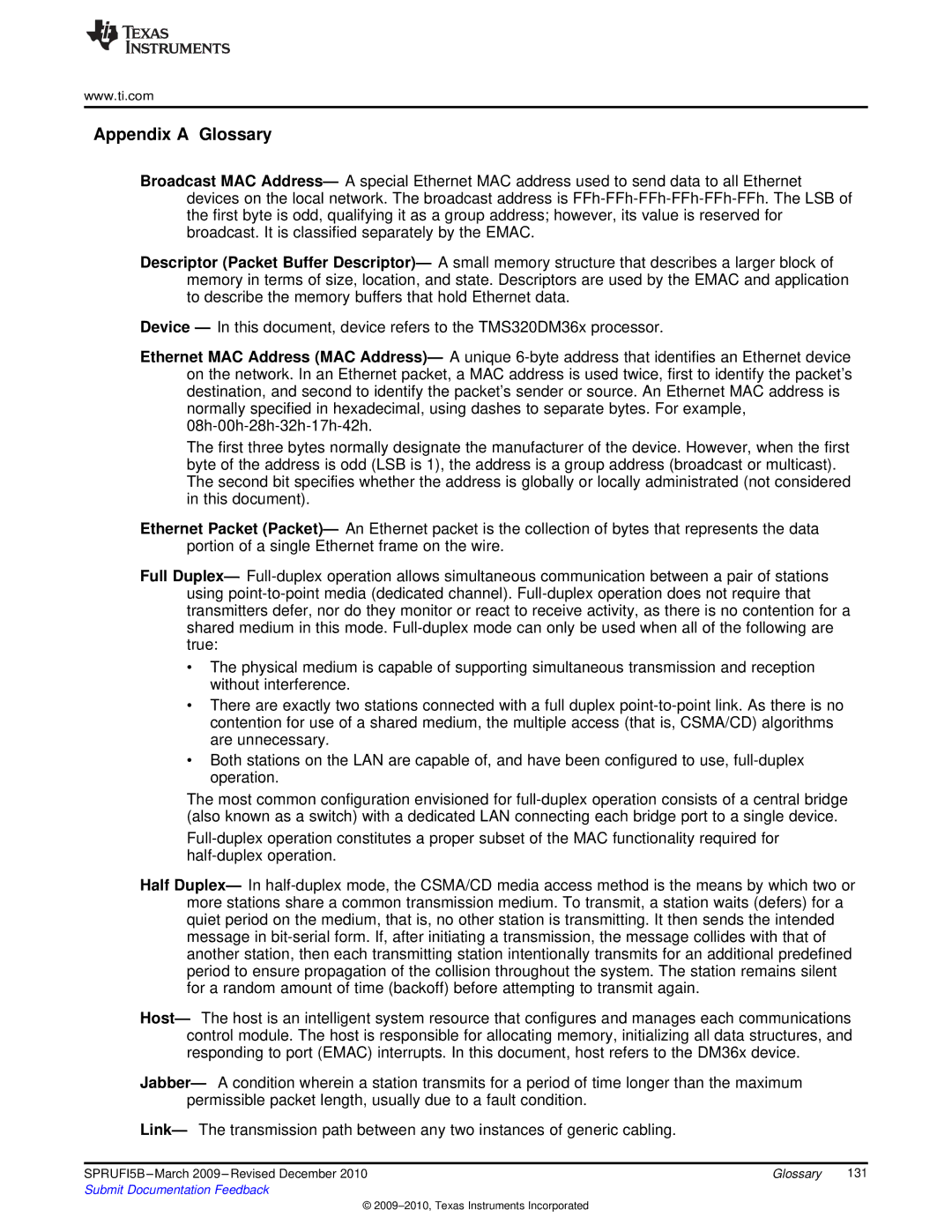 Texas Instruments TMS320DM36X manual Appendix a Glossary 