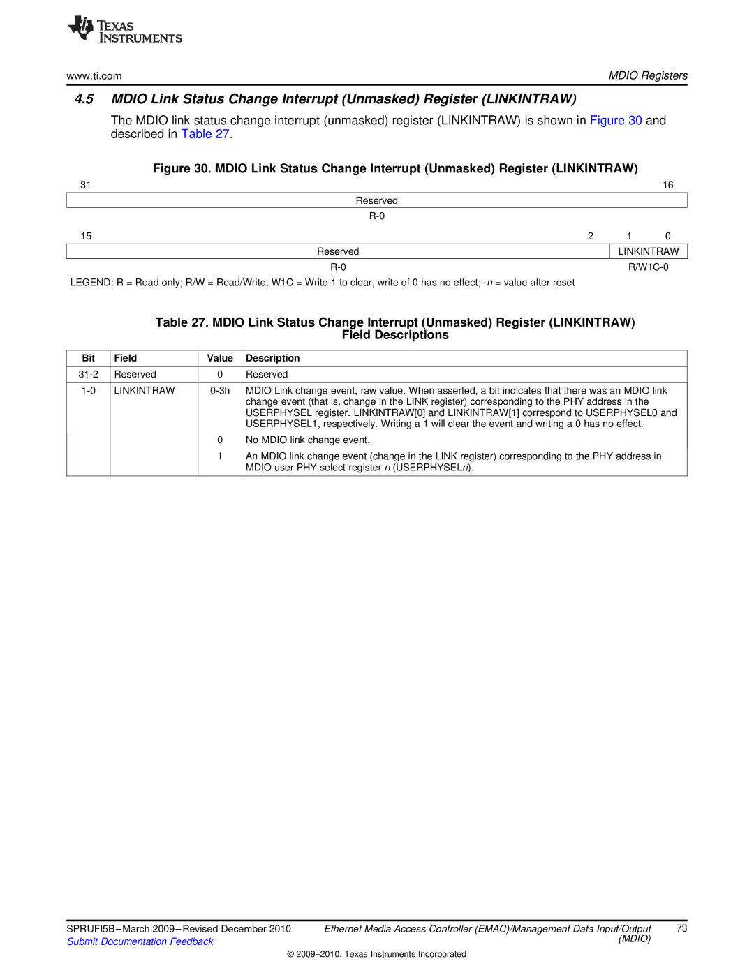 Texas Instruments TMS320DM36X manual Reserved 