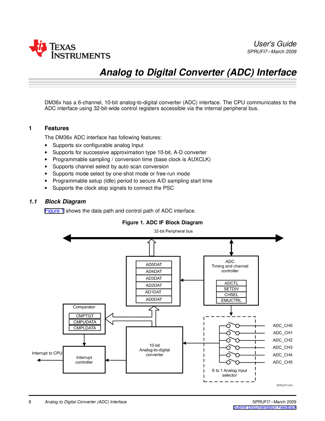 Texas Instruments TMS320DM36X manual ADC if Block Diagram 