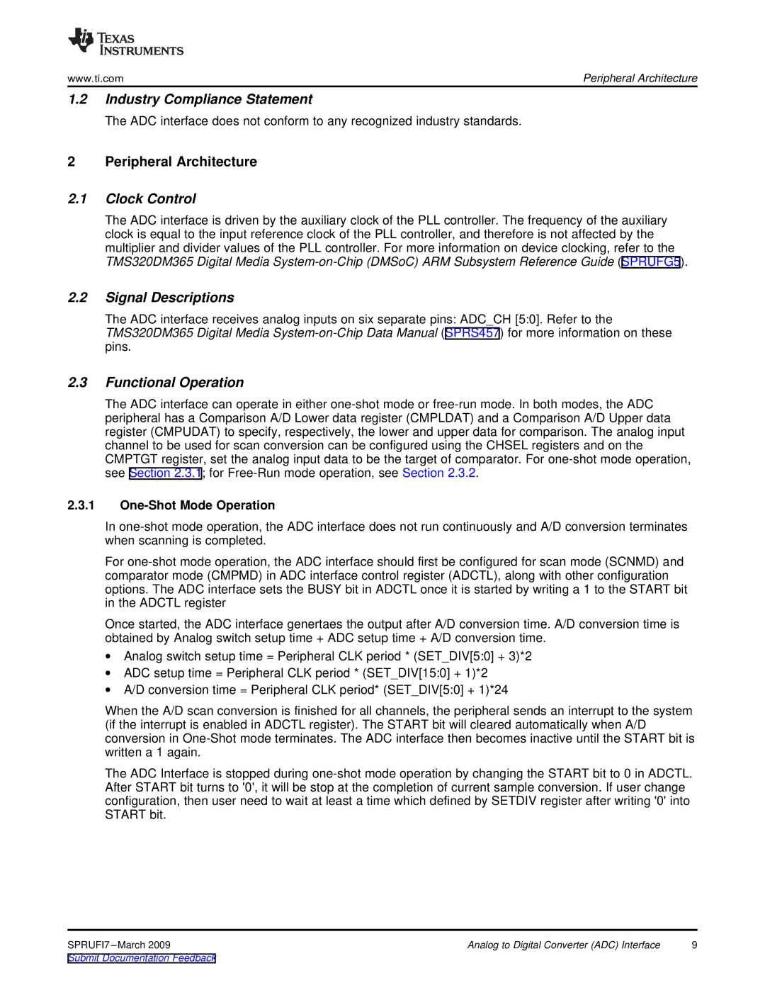 Texas Instruments TMS320DM36X Industry Compliance Statement, Clock Control, Signal Descriptions, Functional Operation 