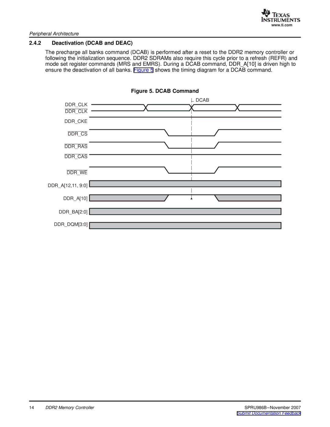 Texas Instruments TMS320DM643 manual Deactivation Dcab and Deac, Dcab Command 