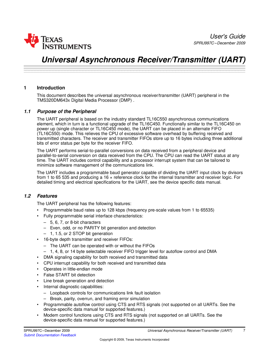 Texas Instruments TMS320DM643X DMP manual Purpose of the Peripheral, Features 