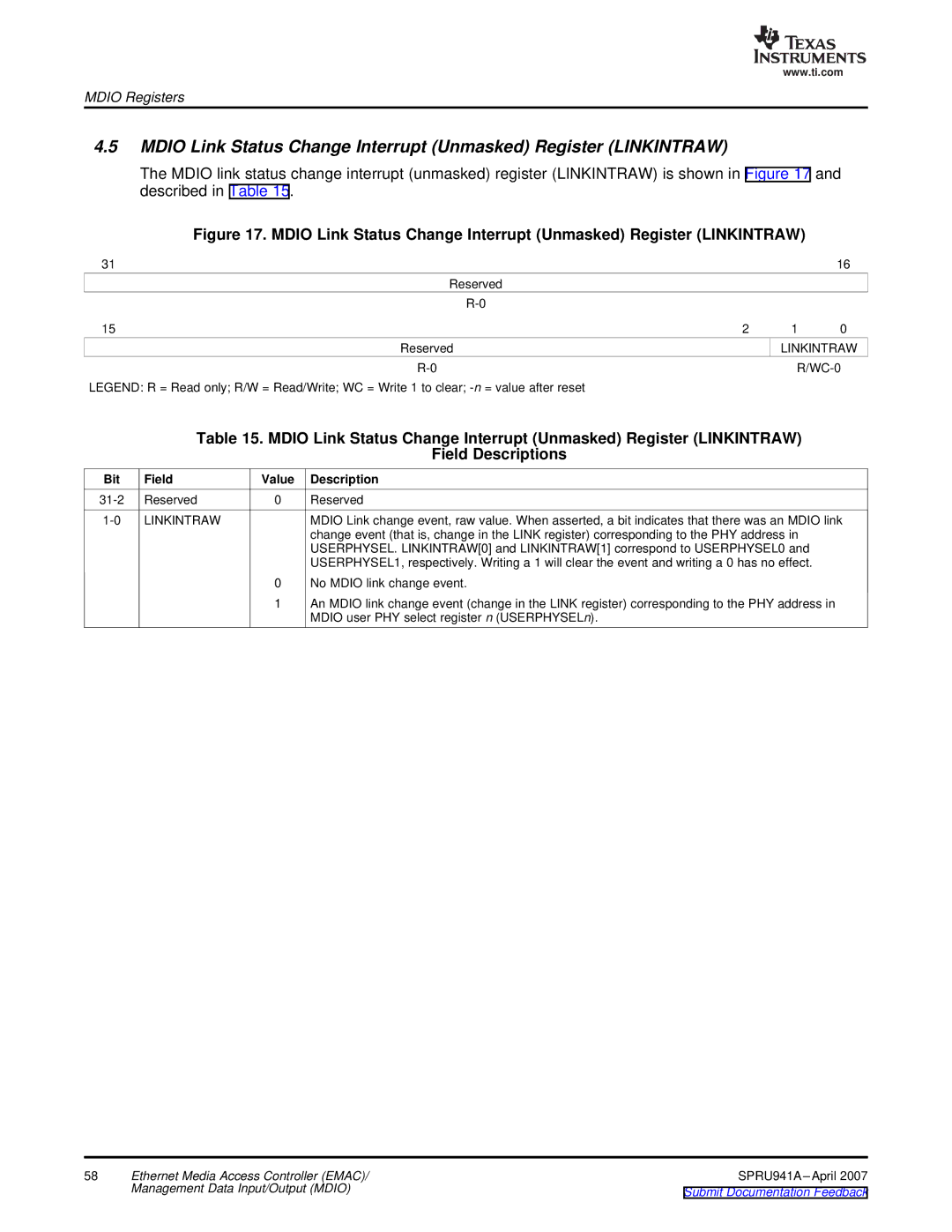 Texas Instruments TMS320DM643X DMP manual No Mdio link change event 