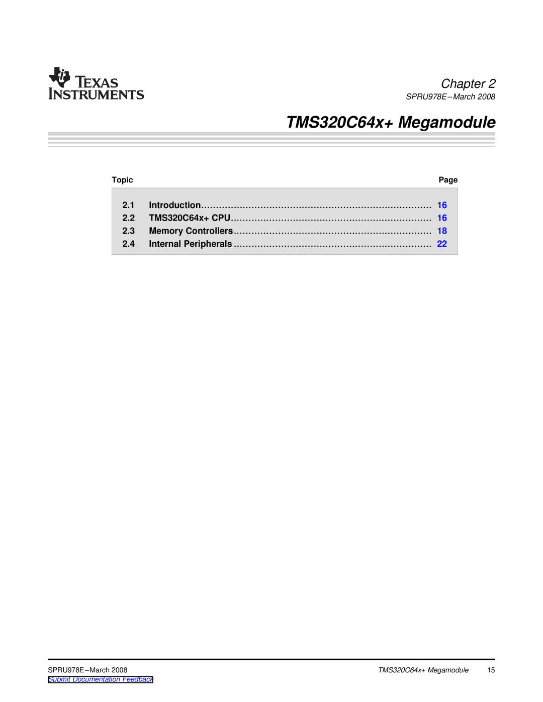 Texas Instruments TMS320DM643x manual TMS320C64x+ Megamodule 